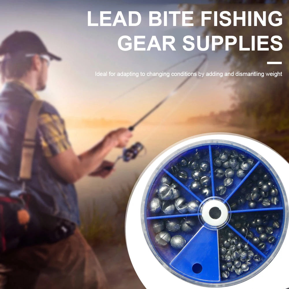 7 Sizes Round Fishing Line Sinker Removable Fishing Sinker Weights Assortment Kit with Tackle Box 0.2/0.28/0.38/0.5/0.8/1.5/2g