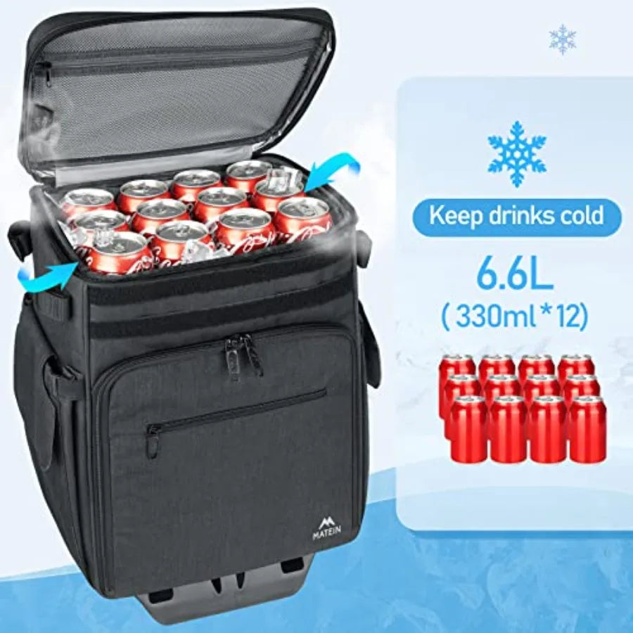 MATEIN Rolling Tackle Box with Cooler Large Fishing Bag with Wheels for 5 Trays Trays Not Included Lunch Backpack for Women Ins