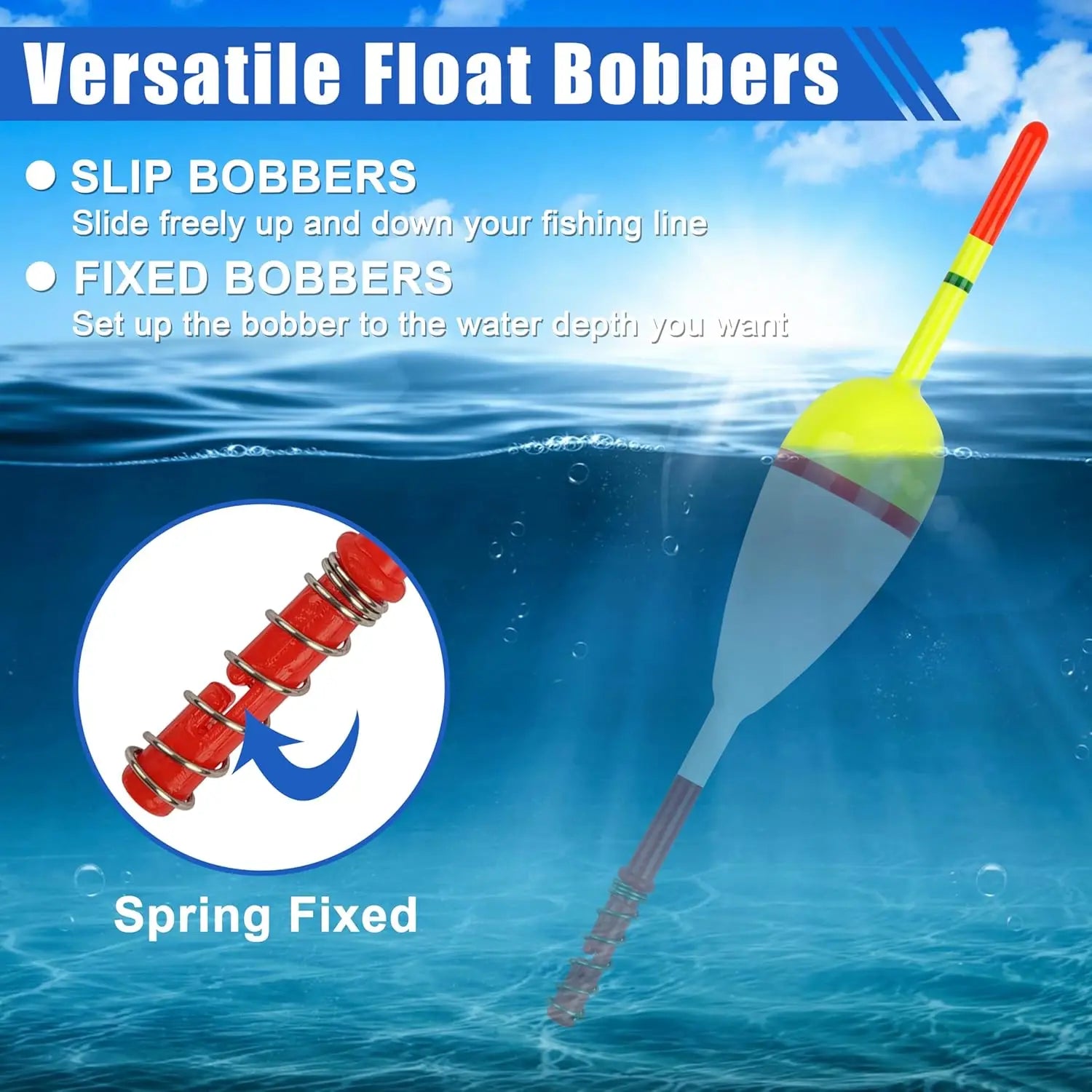 Spring Slip Bobbers Wood Fishing Floats for Crappie Catfish Trout Panfish Walleye Bass 10/20pcs