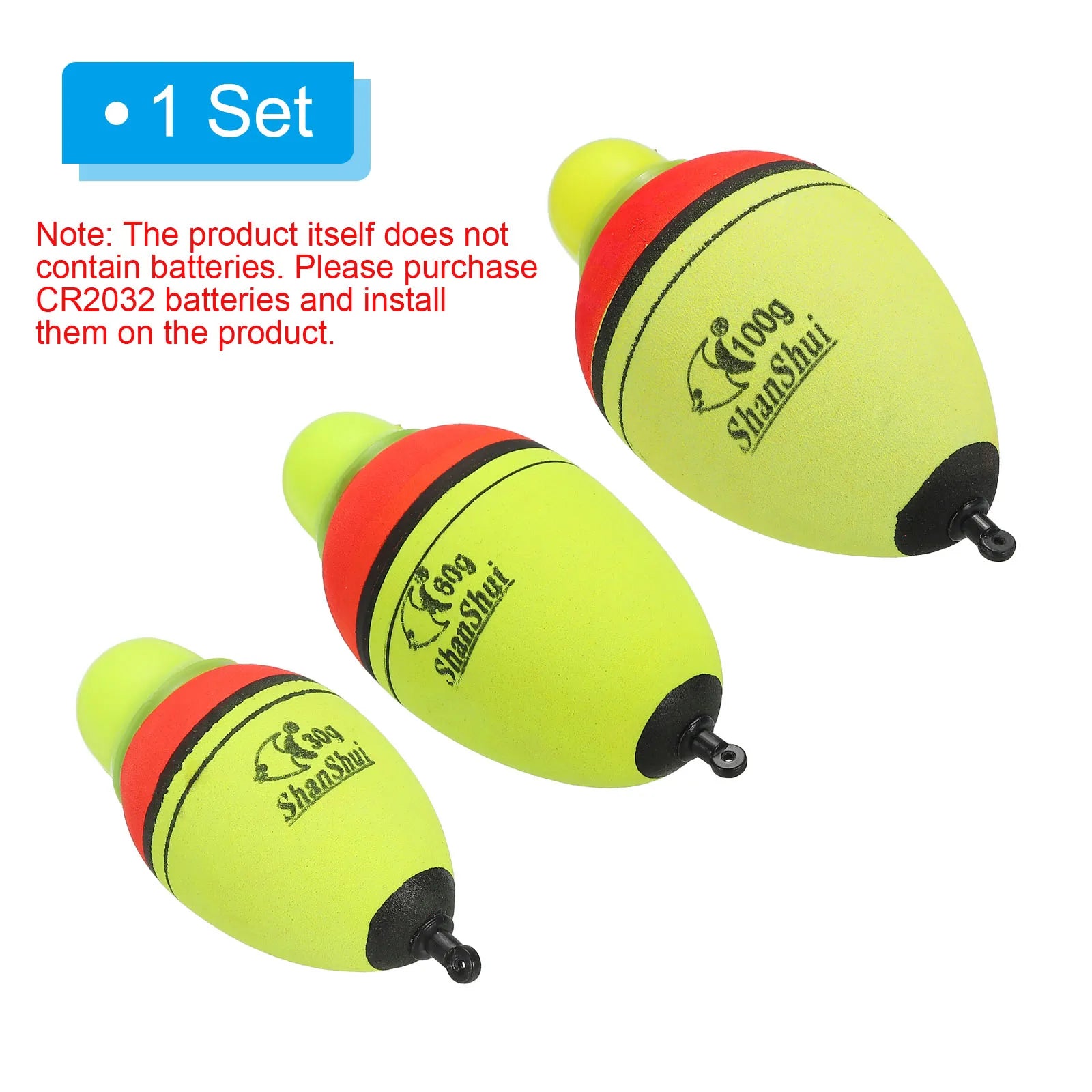 1oz 2.1oz 3.5oz Lighted Fishing Slip Bobbers, 1 Pack EVA Green Red LED Light Up Fishing Float for Night Fishing, Yellow