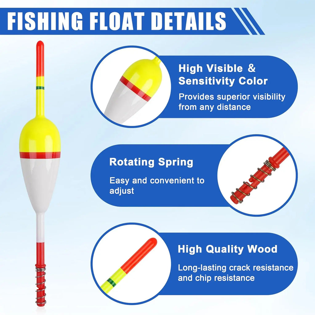 Spring Slip Bobbers Wood Fishing Floats for Crappie Catfish Trout Panfish Walleye Bass 10/20pcs