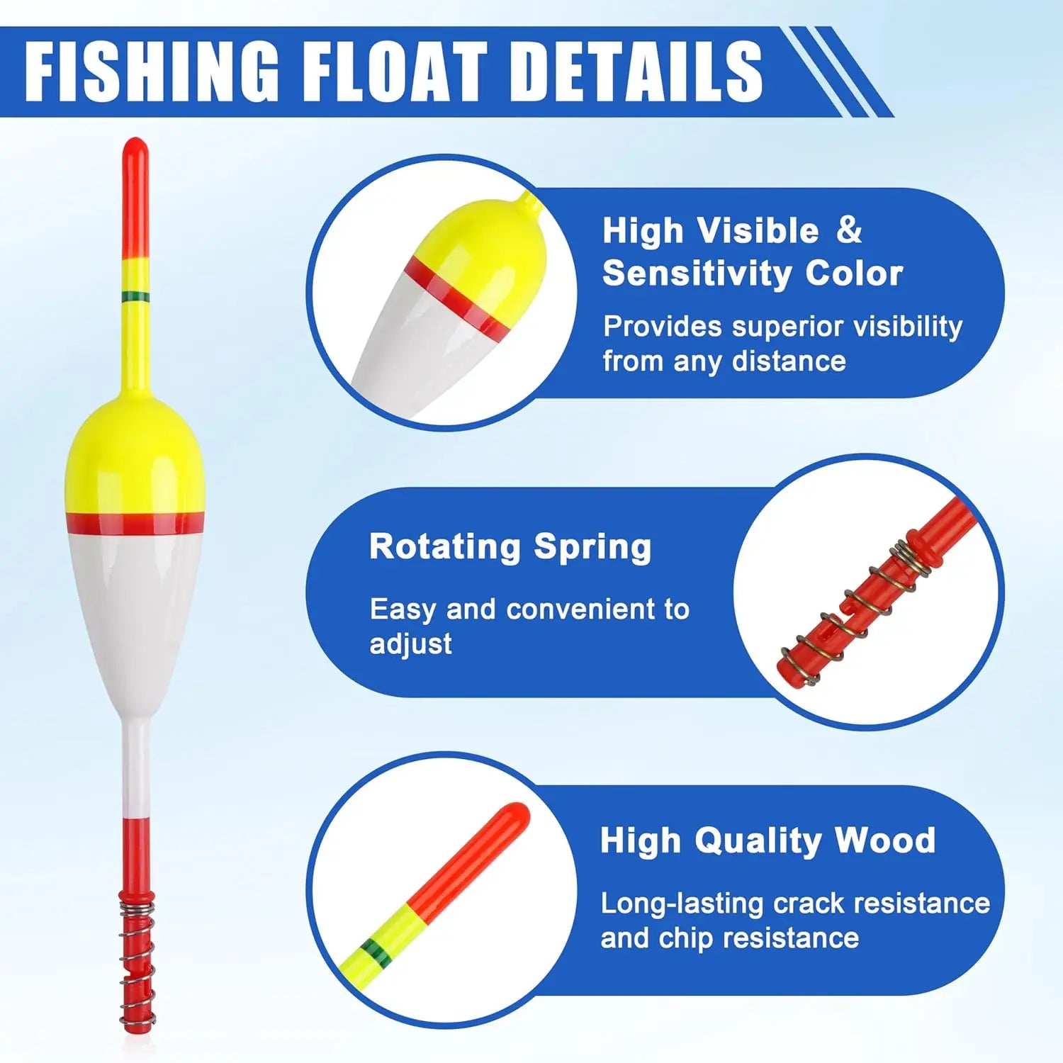 Spring Slip Bobbers Wood Fishing Floats for Crappie Catfish Trout Panfish Walleye Bass 10/20pcs