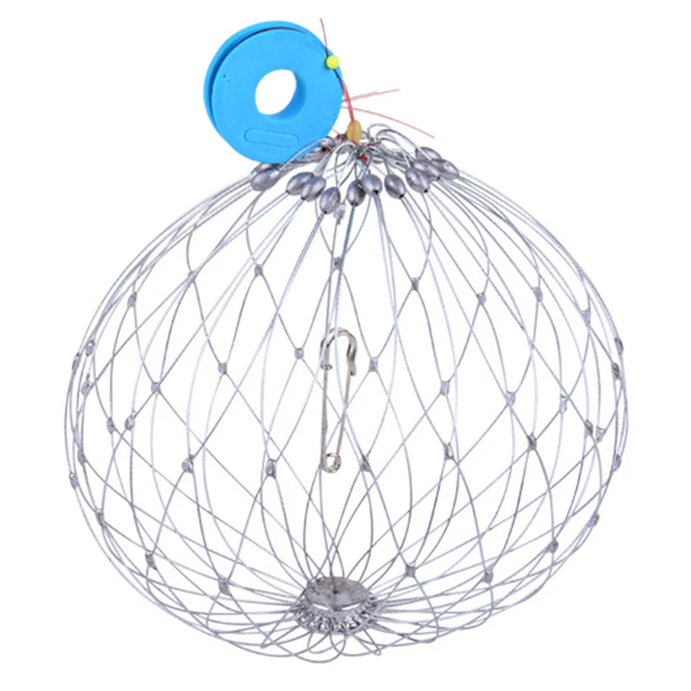 Fishing Crab Trap Net Automatic Open Closing Fishing Crab Trap Net Steel Wire for Saltwater Seawater Outdoor Fishing Accessories
