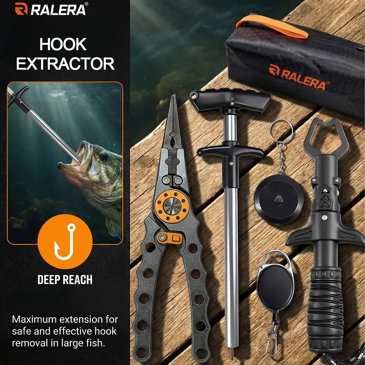 9 fishing tools, aluminum alloy fish pliers with tungsten steel blades, can cut 8 types of strong fishing lines,Perfect fishing