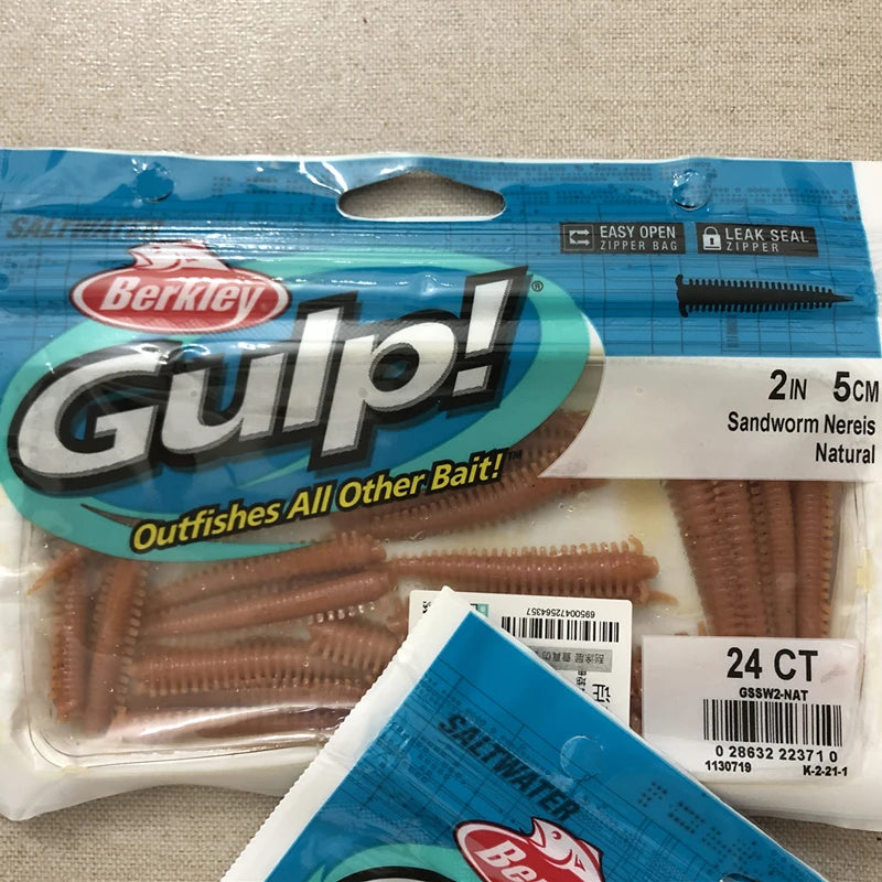 Berkley GULP Live Energy Soft Bait Tail Worm Minnow Tadpole Squid Larva Agive Simp Sandworm for Sea Fiing