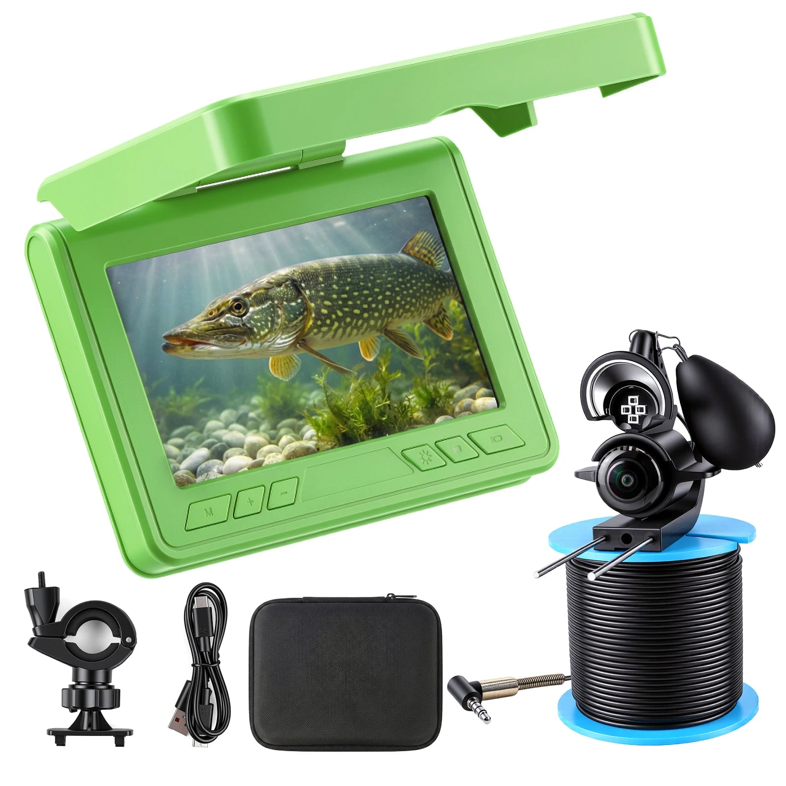 Portable Underwater Visual Fish Finder 4.3" LCD Monitor HD Fishing Camera IP68 Waterproof with IR Night Vision for Ice/Boat/Rive