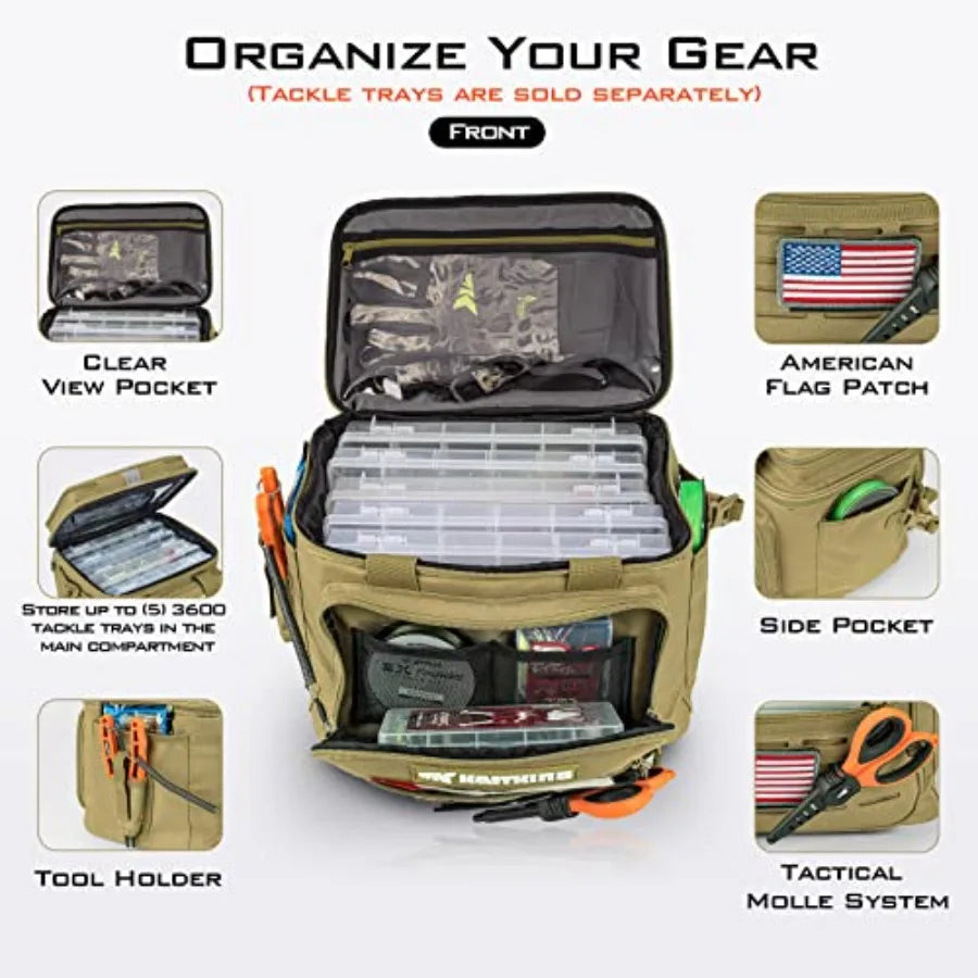 Fishing Tackle Bags - Saltwater and Freshwater Fishing Bags - Water Resistant Padded Shoulder Strap - Gear Storage