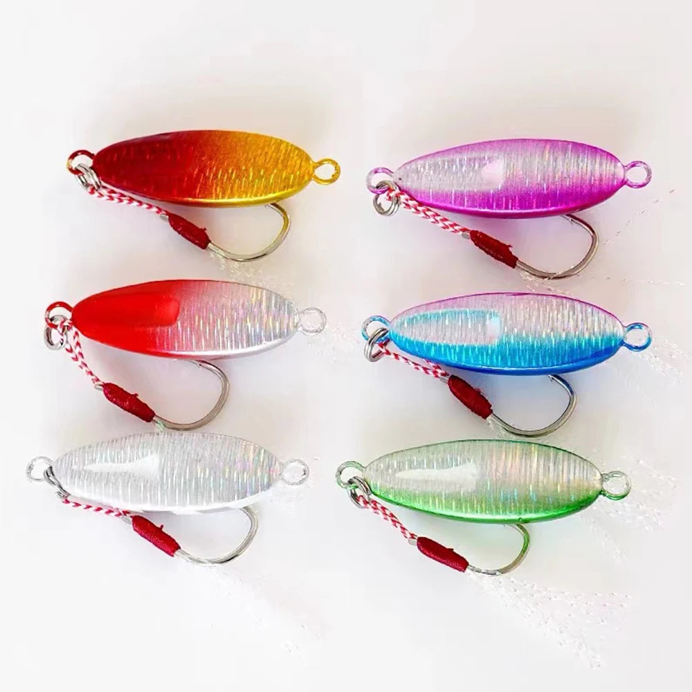 6pcs Micro Metal Jigging Fishing Lures 5.5g/7.5g/10g/14g/17g/21g Shore Casting Jig Fishing Lure Spoon Saltwater Artificial Bait