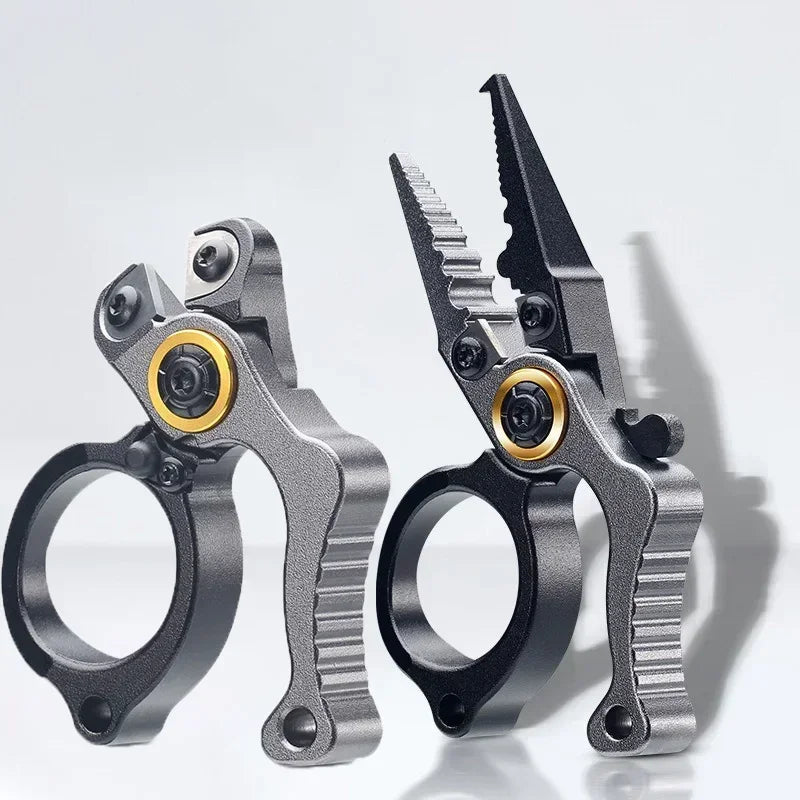 TRALOW Multifunctional Mini Pliers Scissors Aluminum Strap Locking Line Cutter Hook Disassembly Open Loop Portable Fishing Tool