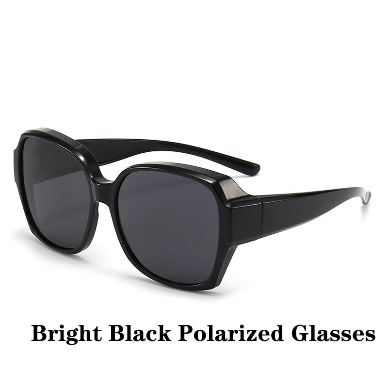 Fashion Round Polarized Sunglasses Cover Over Myopia Prescription Glasses Portable Men Women Vintage Fishing Driving Eyewear