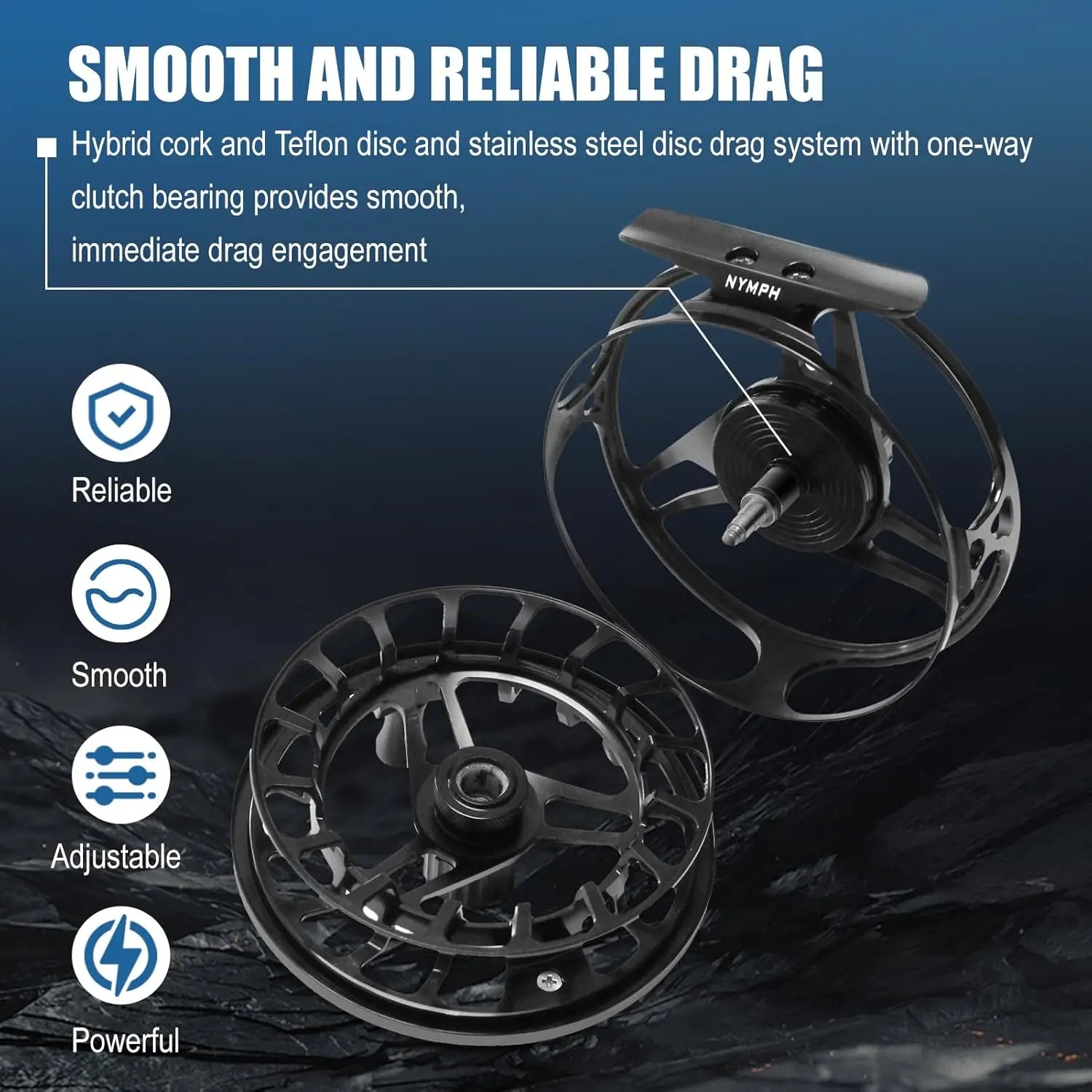 CNC-Machined Large Arbor Full Frame Fly Fishing Reel for Euro Nymph, Super Light Housing