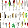 27Pcs Fishing Lures Kit Hard and Soft Bait Set for Bass Trout Pike Deep Diving Crankbaits with Premium Gift Box Freshwater and