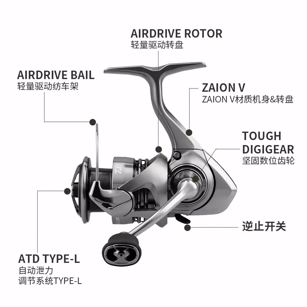 2023 DAIWA EXCELER LT Spinning Fishing Reel Max 5+1BB Drag 12kg Baitcasting Reel Saltwater Freshwater Reel
