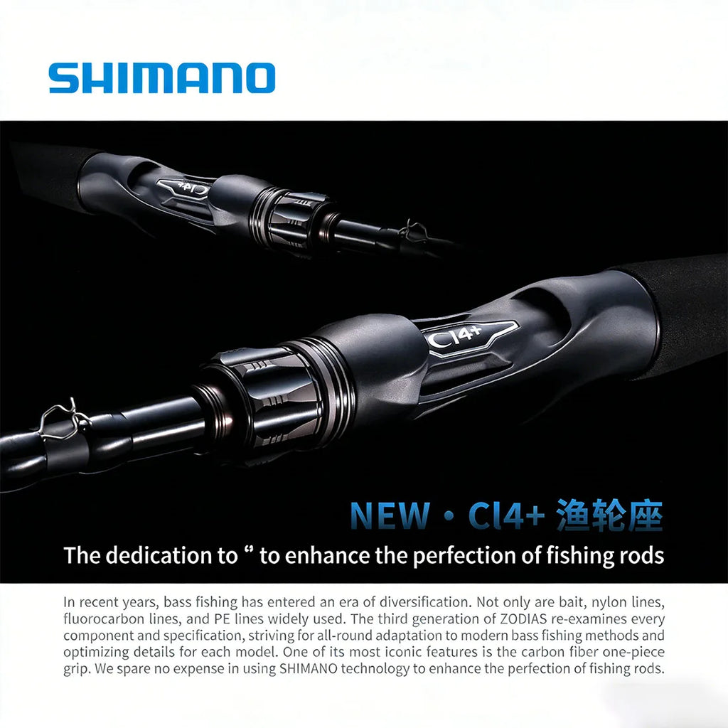 Shimano Zodias 2-Piece Fishing Rod Carbon Fiber Spinning Casting Rod Hi-Power Lightweight Sensitive Bass Fishing Lure Rod