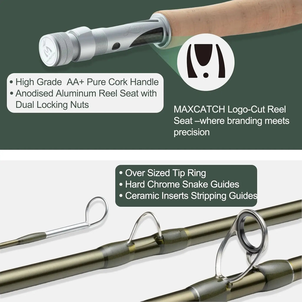 Fly Fishing Rod, IM8 Graphite, Fast Action, 3-12WT, with Carrying Case