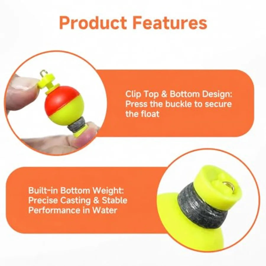 10 Pack Small Weighted Slip Fishing Bobbers, 2.45g High Visibility Oval Foam Floats for Freshwater and Saltwater Fishing, Adjus