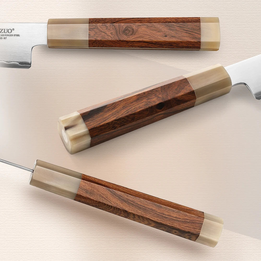 XINZUO 4.3" inch Small Paring Knife Japanes ZDP-189 Power Steel with Desert Ironwood +White Bull Horn Sharp Fruit Meat Cutter