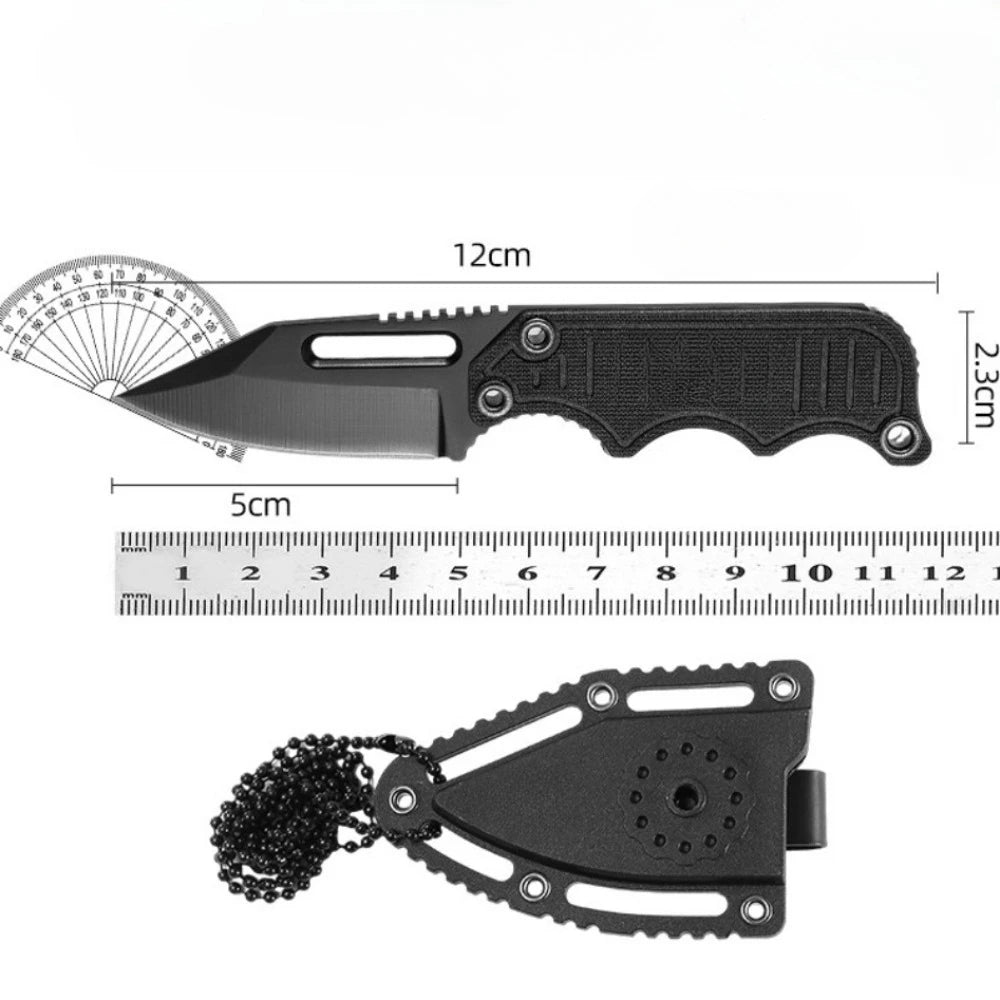 Knife for Men Lightweight Portable Mini Necklace Knife Straight Knife Camping Outdoor Fishing Multi-purpose Tools with K Sheath