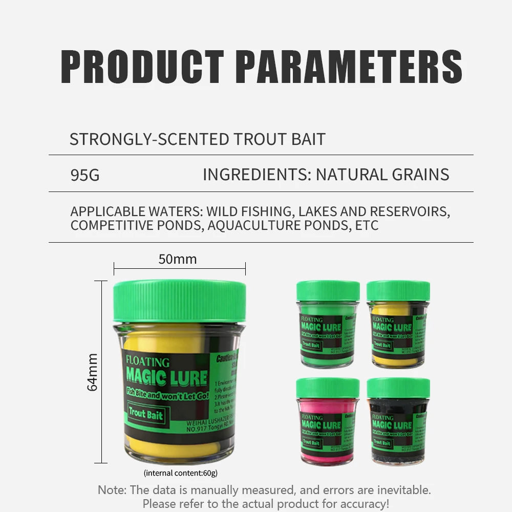 LUSHAZER Bottled Trout Bait Fishing Bait Soft Bait Natural Scent Troutbait 95g Smells & Tastes Like Live Fishing Bait