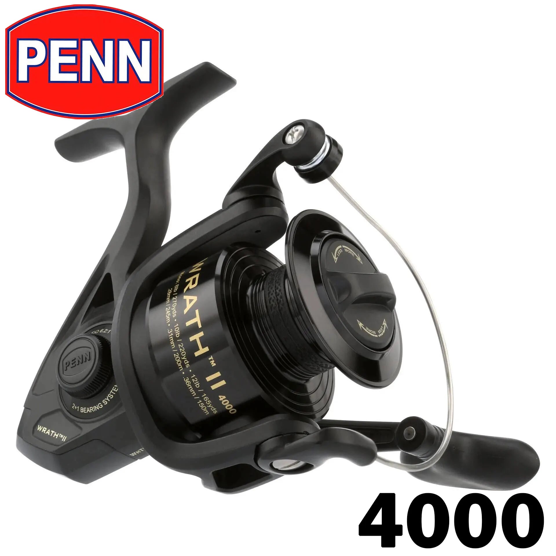 PENN WRATH II Spinning Reel 2500-8000 Lightweight corrosion resistant body 3 Ball Bearings