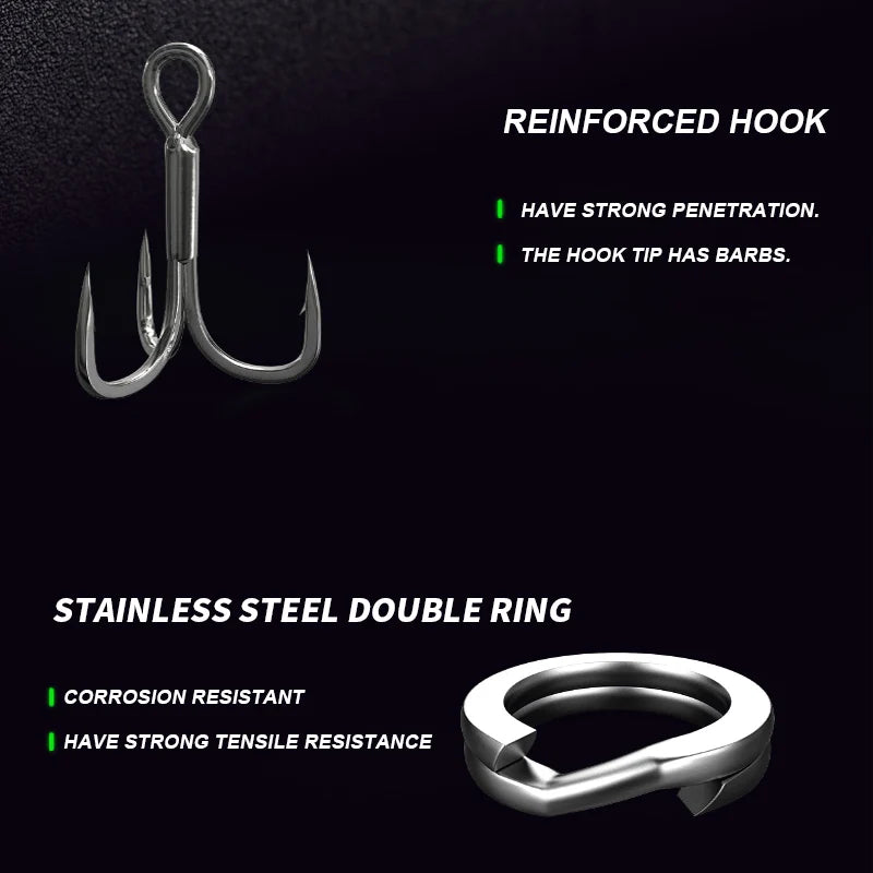 Wondersee 5PCS with Box Switchable Vibration VIB Spinner Spoon Jerkbait Hard Lure Treble hooks Trolling Sinking Wobbler Swimbait