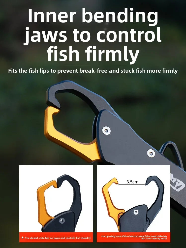 CHILENT Foldable Aluminum Alloy Fish Lip Gripper Portable Fishing Pliers Hand Grip Hook Gripper Lipgrip Fishing Accessories Tool