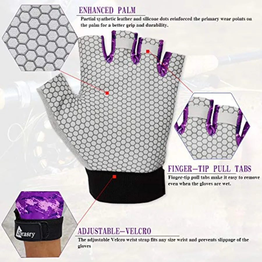 UV Fishing Gloves Fingerl Sun Protection Men Women UPF50+SPF for Fishing Kayaking Paddling Hiking Sailing Rowing Driving Canoei
