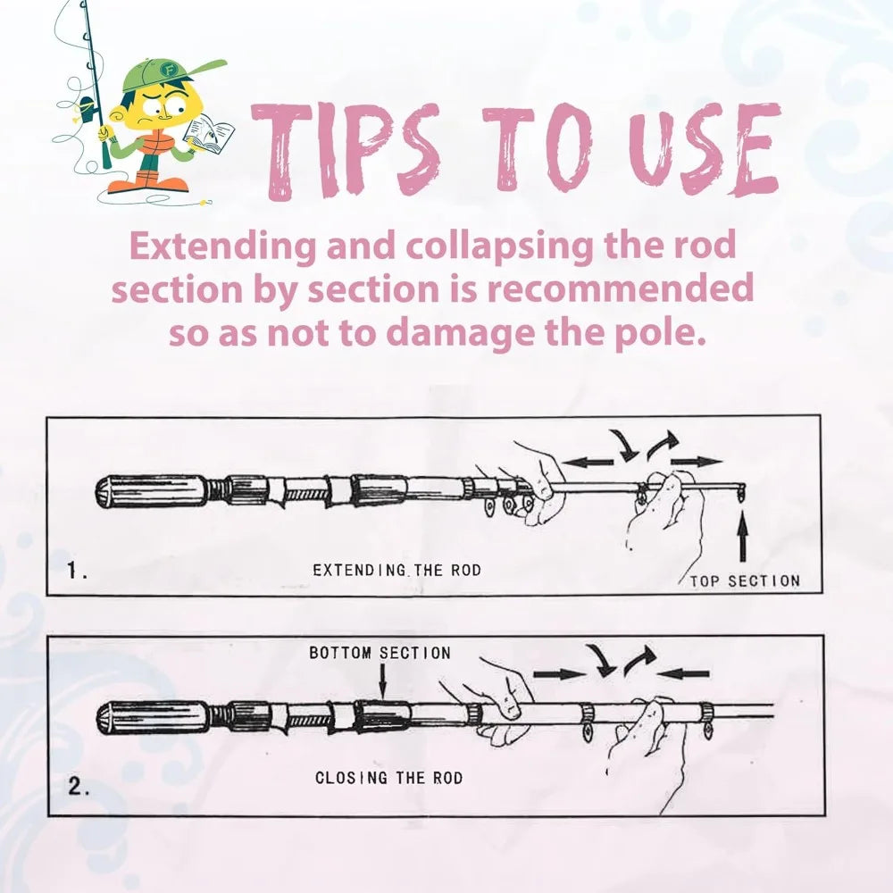Portable Telescopic Fishing Pole with Reel Combo Kit for Kids, Includes Tackle Box and Net, Perfect for Youth Beginners