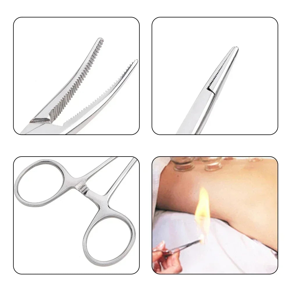Stainless Steel Locking Forceps Arterial Surgical Clips Curved Straight Fishhook Forceps Hemostatic Forceps Hand Tools