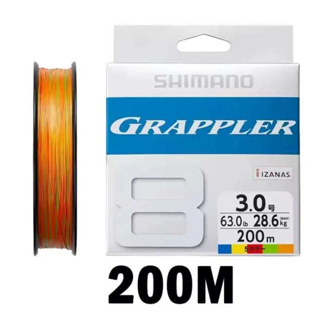 SHIMANO Original Fishing Line GRAPPLER Colors 8 PE Line 200M 300M Multi Colors Boat Braided Fishing Lines