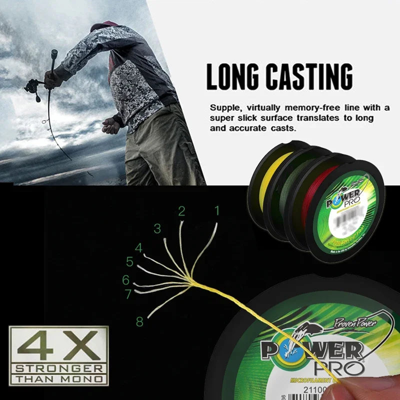2019 POWER PRO Braided Fishing Line - Length:275m/300yds, Diameter:0.23mm-0.43mm,size:20-80lb Super PE braided line Fishing
