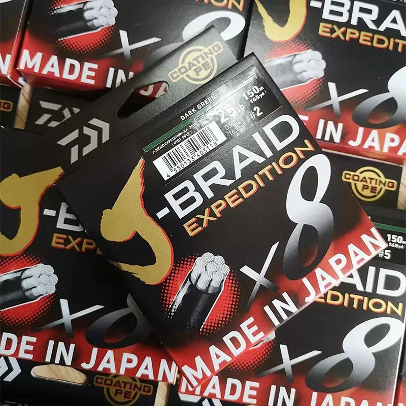 2024 DAIWA Fishing Line J-BRAID Expedition X8 150/300M Braided PE wire Dark Green/Orange/Multicolor