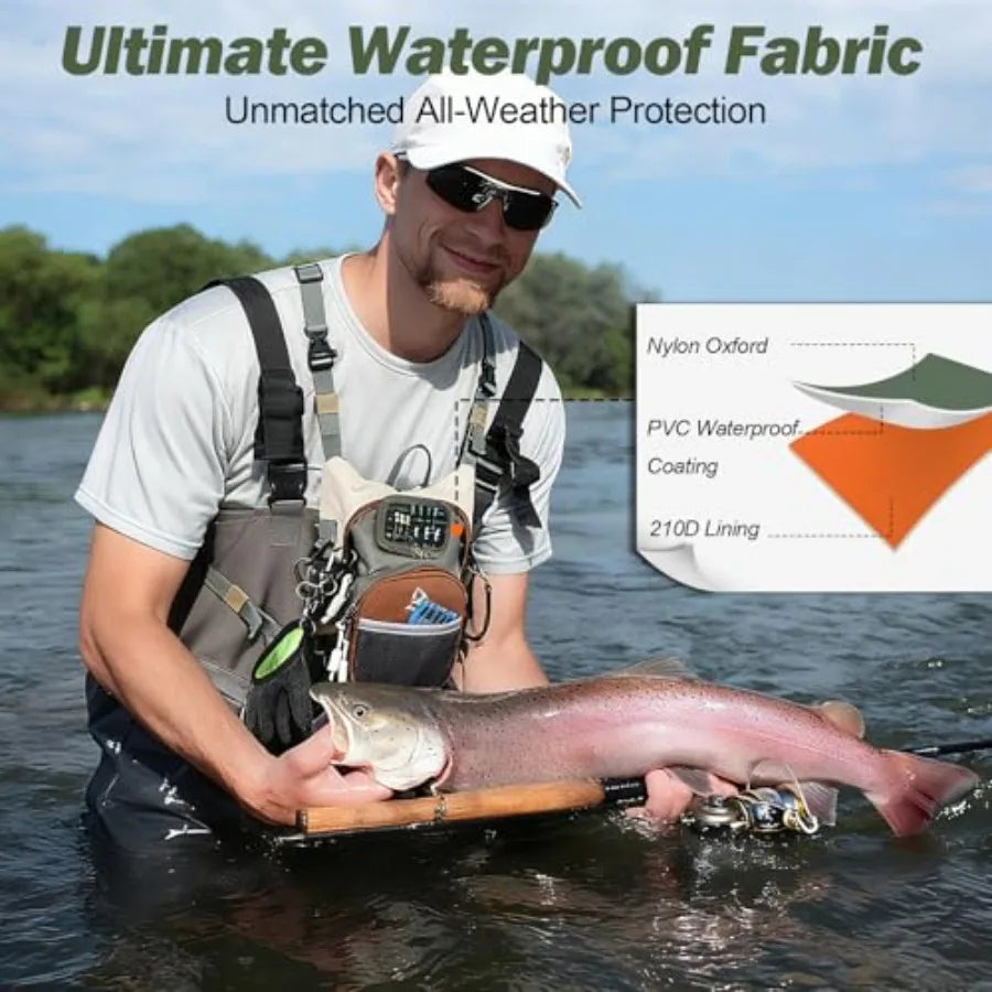 Fly Fishing Chest Pack, Outdoor Waterproof fishing Tackle Chest Bag with Multiple Compartments, Small Wade fishing, Can accommo