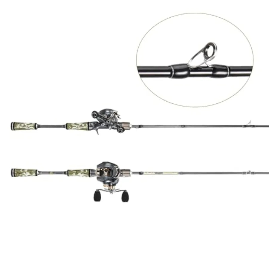 Fishing Rod and Reel Combos for Spinning and Casting Fishing 30Ton+24Ton Graphite 2Piece Fishing Poles with Supe