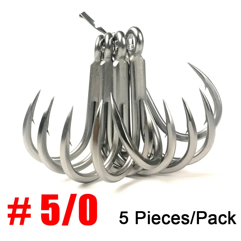 4X Strong Treble Fishing Hooks #4-#5/0 Big Game Sea Fishing Anti-Rust Coating Triple Anchor Hooks For Carp Pesca